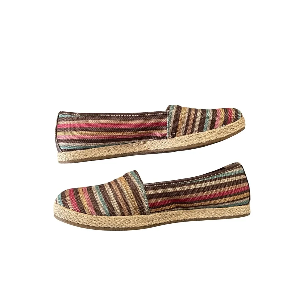 B.O.C. Born Concept Womens Striped Espadrille Flats Multicolor Fabric Size 8.5